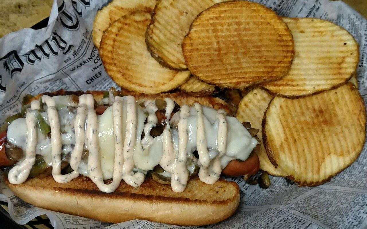 The Philly Brat at Wilbo Burgers Cedar Falls &mdash; peppers, onions, provolone, garlic ranch